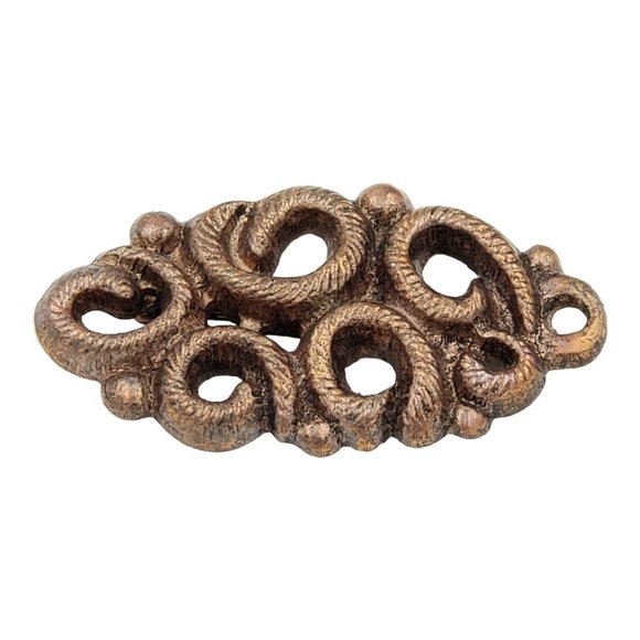 Les Bernard Large Brooch Burnished Copper Tone Swirl Signed Vintage - Picture 12 of 12